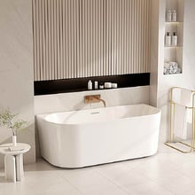 Muse 1190mm Gloss White Acrylic Back to Wall Bath with Overflow